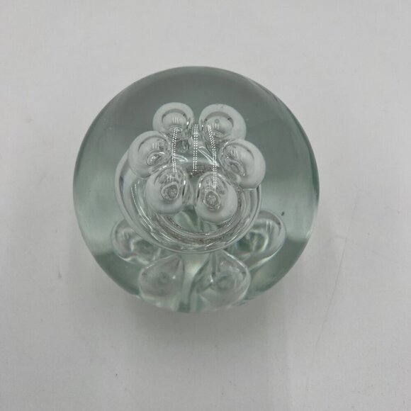 Hand Blown Clear Art Glass Paperweight Teardrop and Moon and Bubbles Shapes Circ - Picture 3 of 5